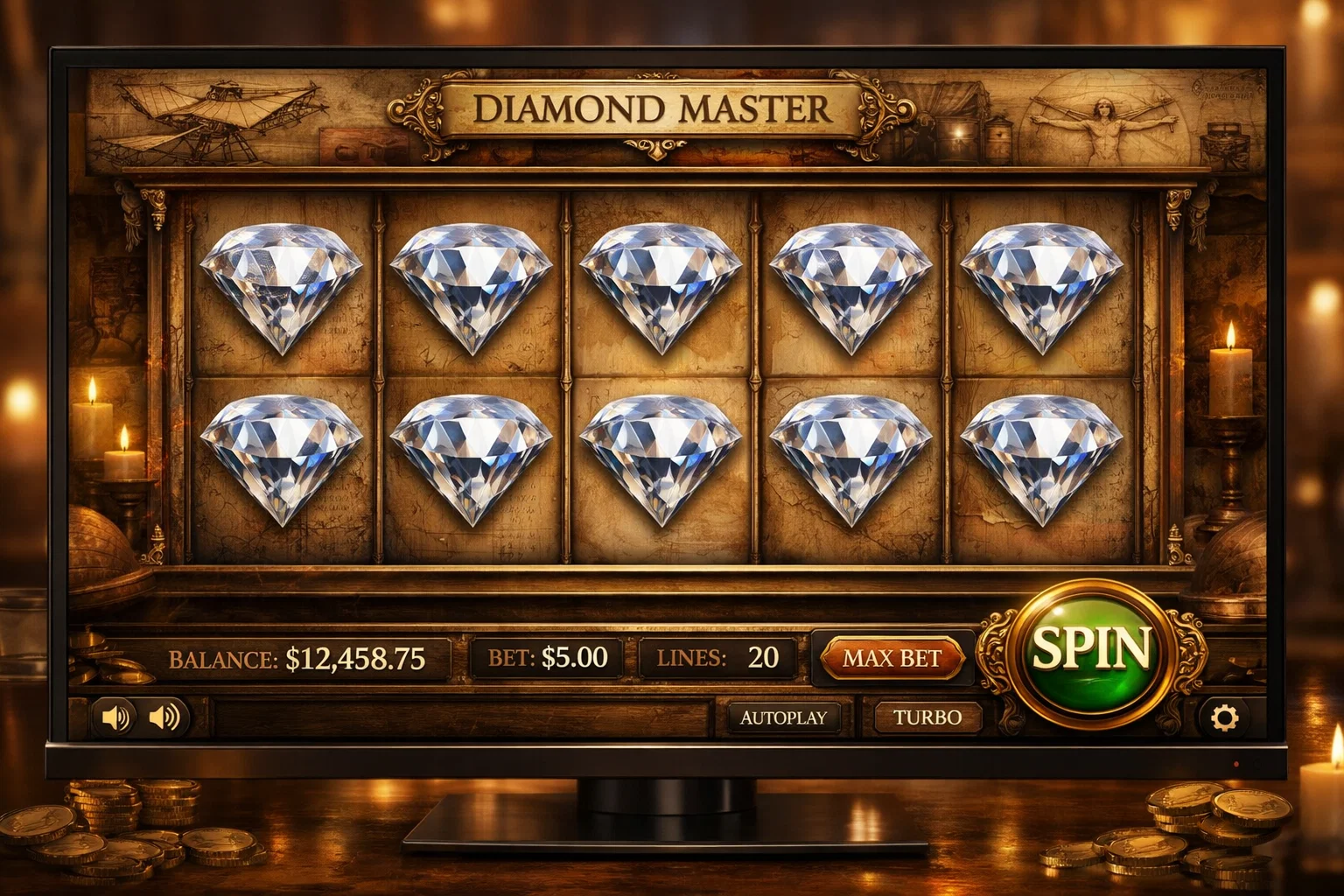 Play Da Vinci Diamonds slot online on mobile